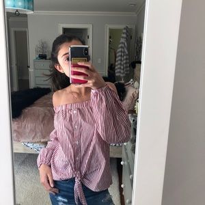 NEVER WORN red/white off the shoulder